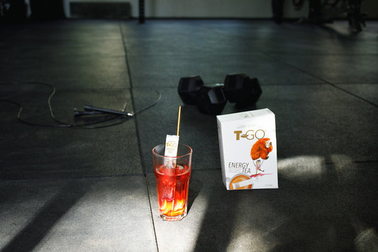 TGO Energy Tea Pack with Iced Energy Tea in a Cup