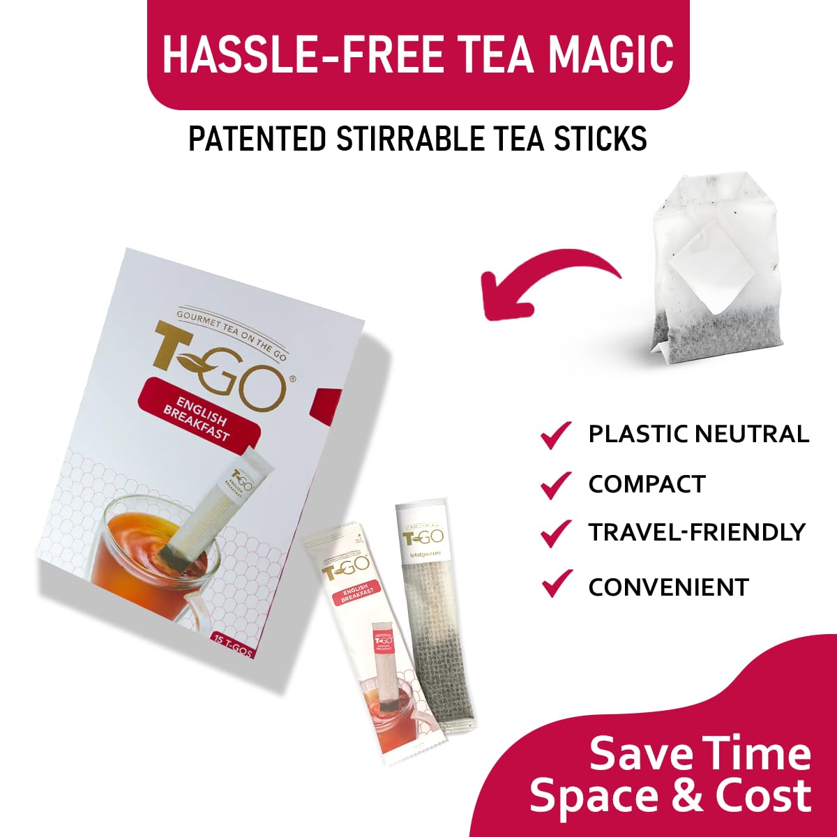 T-GO English Breakfast Tea (15 Tea Bags)