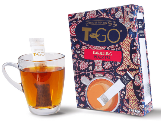 T-GO Darjeeling Black Teabag in a cup with TGO Pack