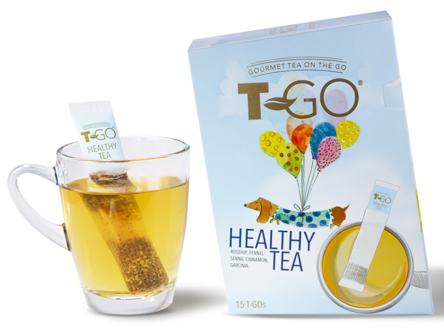 Healthy Teabag in a cup with TGO Healthy Tea pack